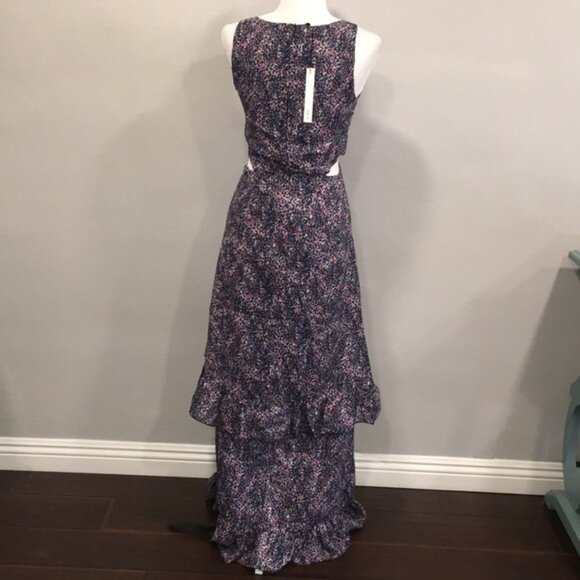 AQUA - PLEATED FLORAL PRINT GOWN - Picture 6 of 8